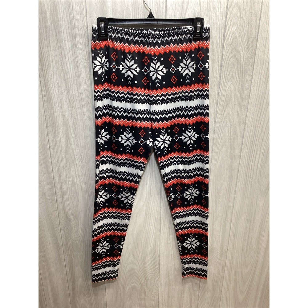 UNBRANDED Women's (Size L) Pull On Elastic Waist Leggings Winter Pattern Stretch